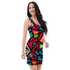 Psychedelic Geometric Print Bodycon Dress-grizzshop