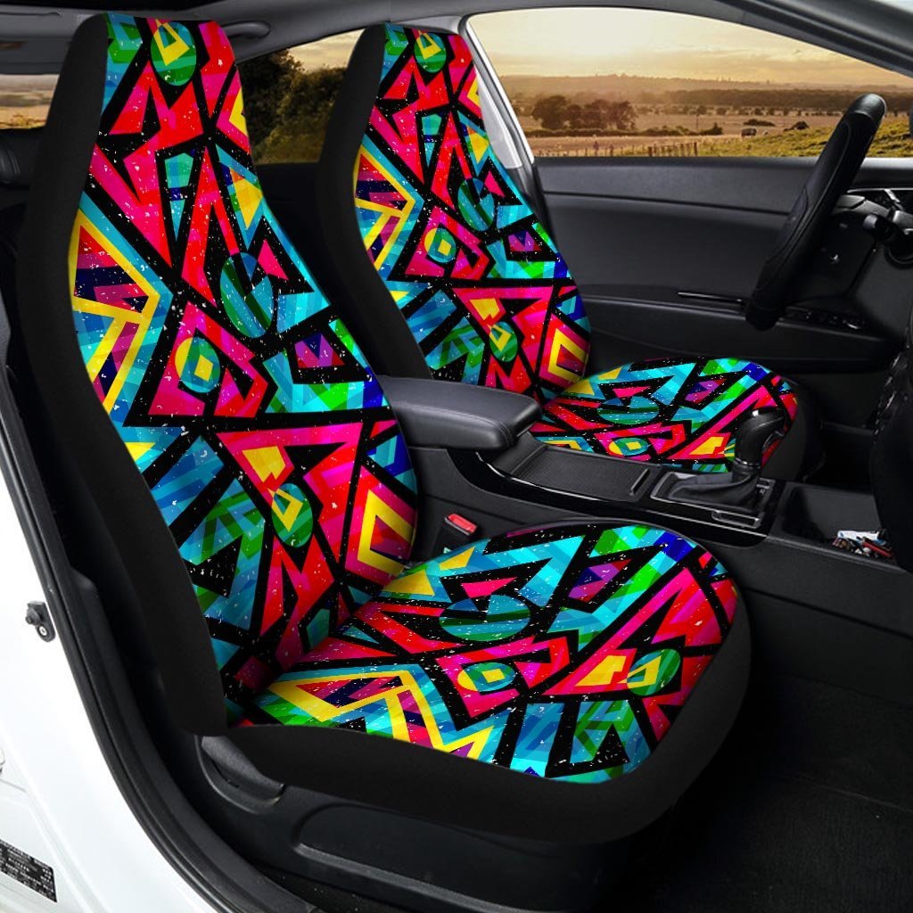 Psychedelic Geometric Print Car Seat Covers-grizzshop