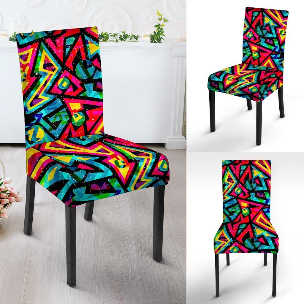 Psychedelic Geometric Print Chair Cover-grizzshop