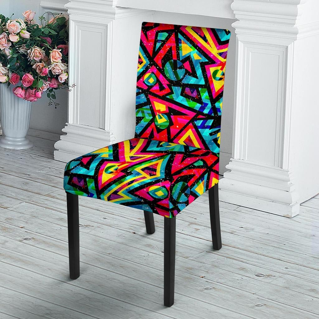 Psychedelic Geometric Print Chair Cover-grizzshop