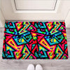 Psychedelic Geometric Print Door Mat-grizzshop