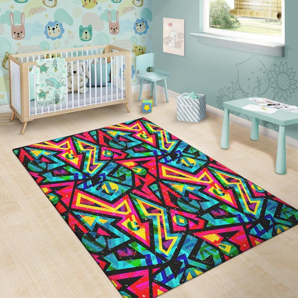 Psychedelic Geometric Print Floor Mat-grizzshop