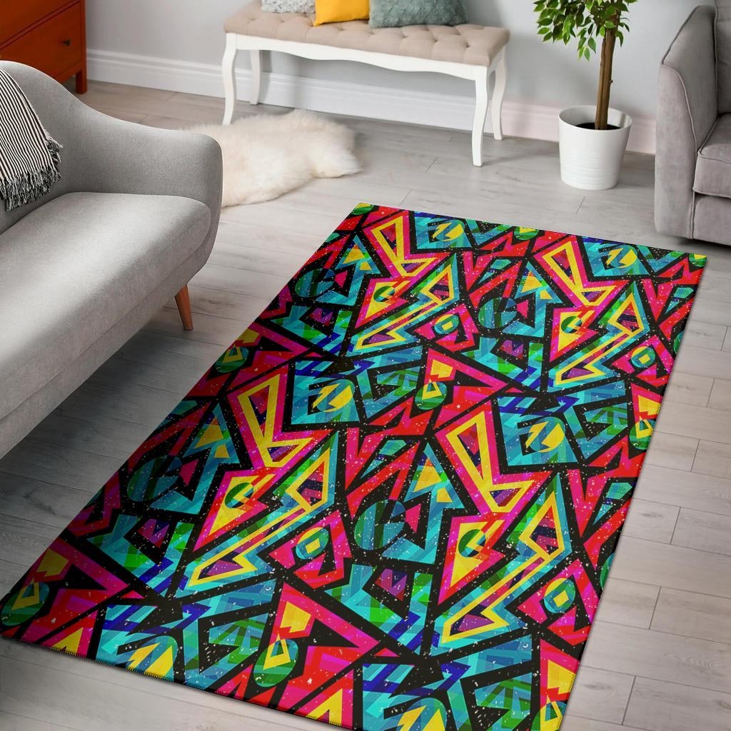 Psychedelic Geometric Print Floor Mat-grizzshop