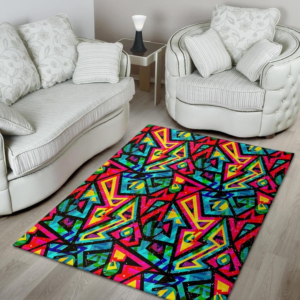 Psychedelic Geometric Print Floor Mat-grizzshop