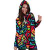 Psychedelic Geometric Print Hoodie Dress-grizzshop