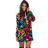 Psychedelic Geometric Print Hoodie Dress-grizzshop