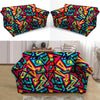 Psychedelic Geometric Print Loveseat Cover-grizzshop