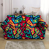 Psychedelic Geometric Print Loveseat Cover-grizzshop