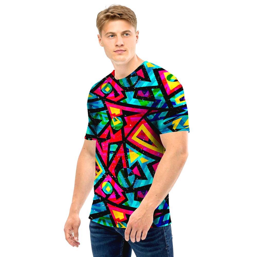 Psychedelic Geometric Print Men T Shirt-grizzshop