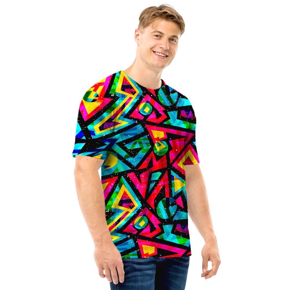 Psychedelic Geometric Print Men T Shirt-grizzshop