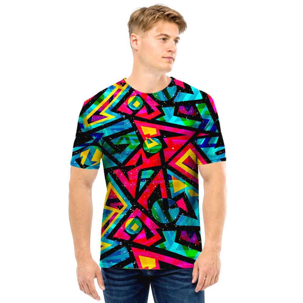 Psychedelic Geometric Print Men T Shirt-grizzshop