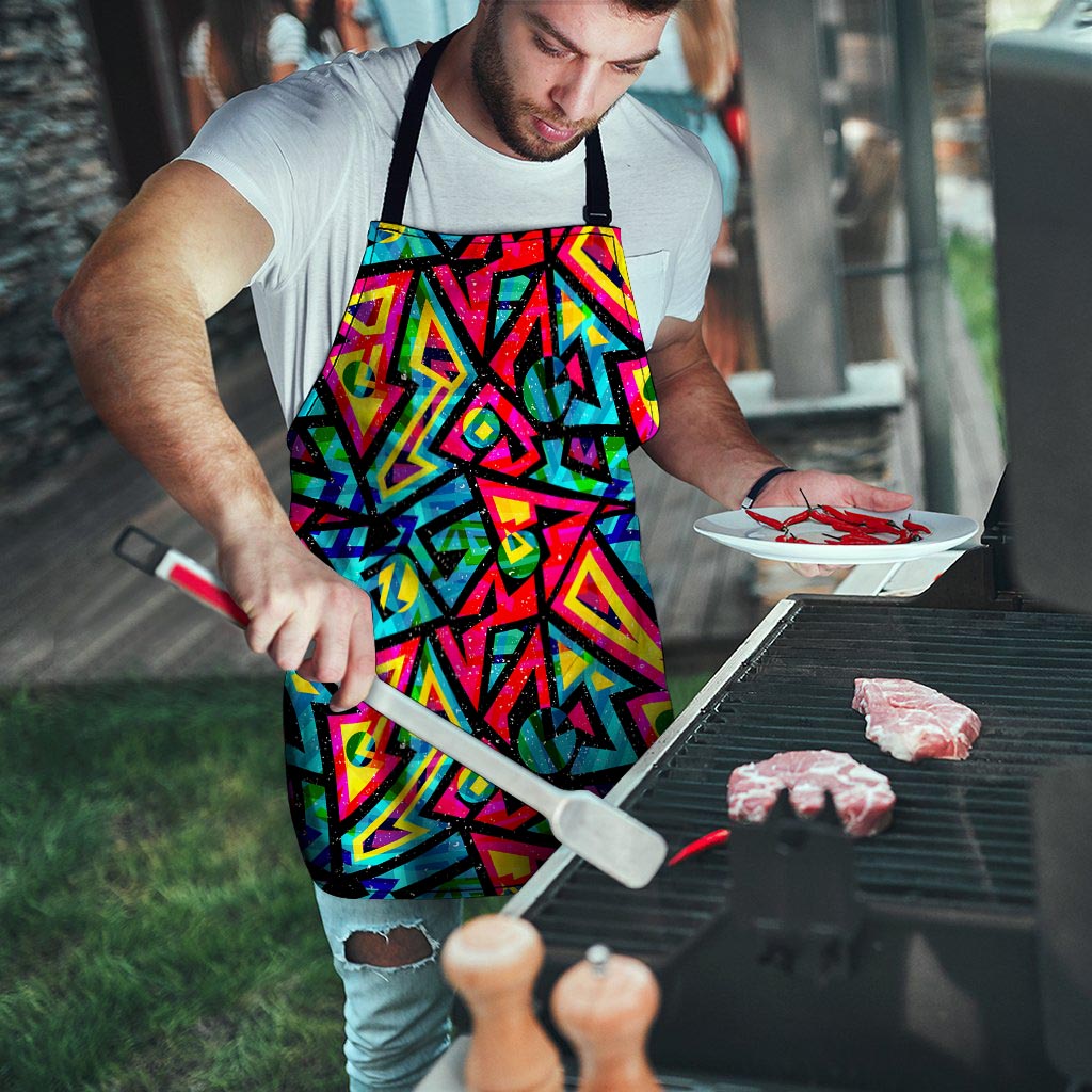 Psychedelic Geometric Print Men's Apron-grizzshop