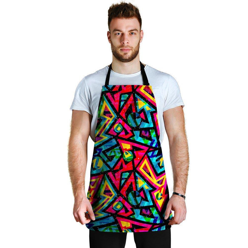 Psychedelic Geometric Print Men's Apron-grizzshop