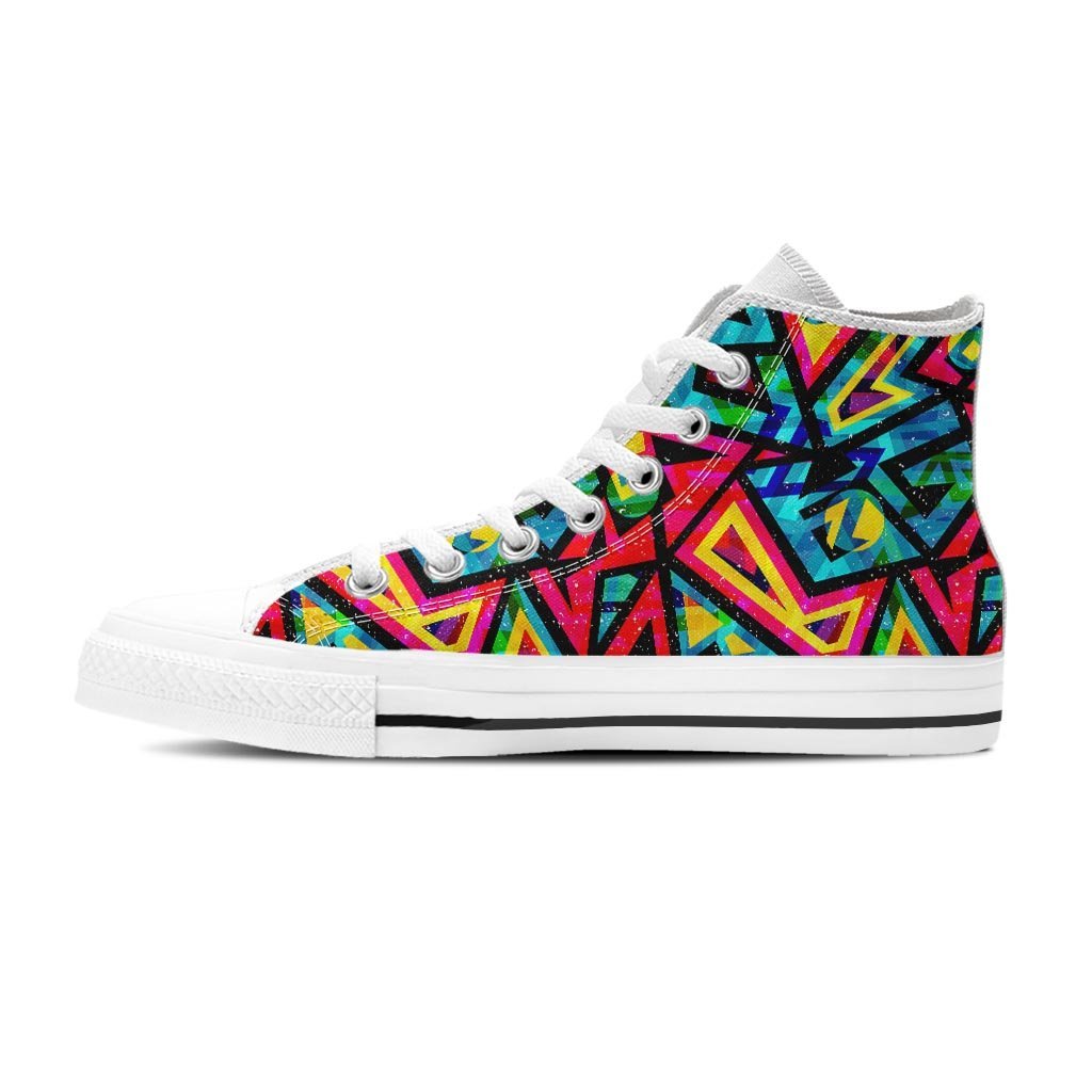Psychedelic Geometric Print Men's High Top Shoes-grizzshop