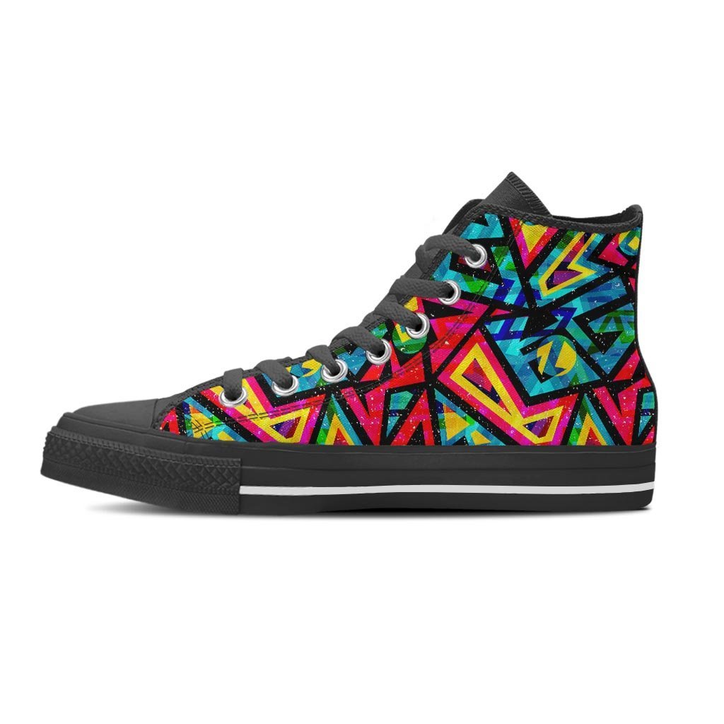 Psychedelic Geometric Print Men's High Top Shoes-grizzshop