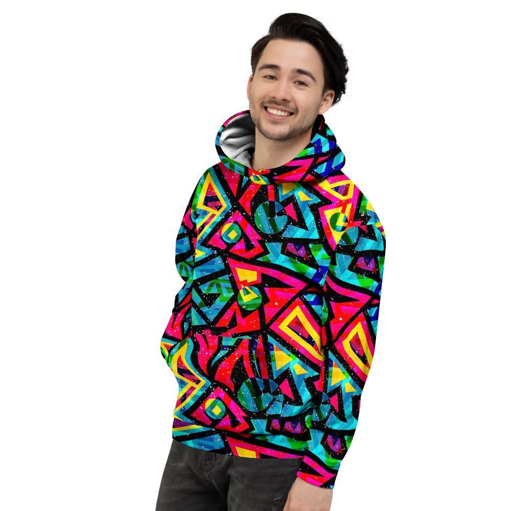 Psychedelic Geometric Print Men's Hoodie-grizzshop