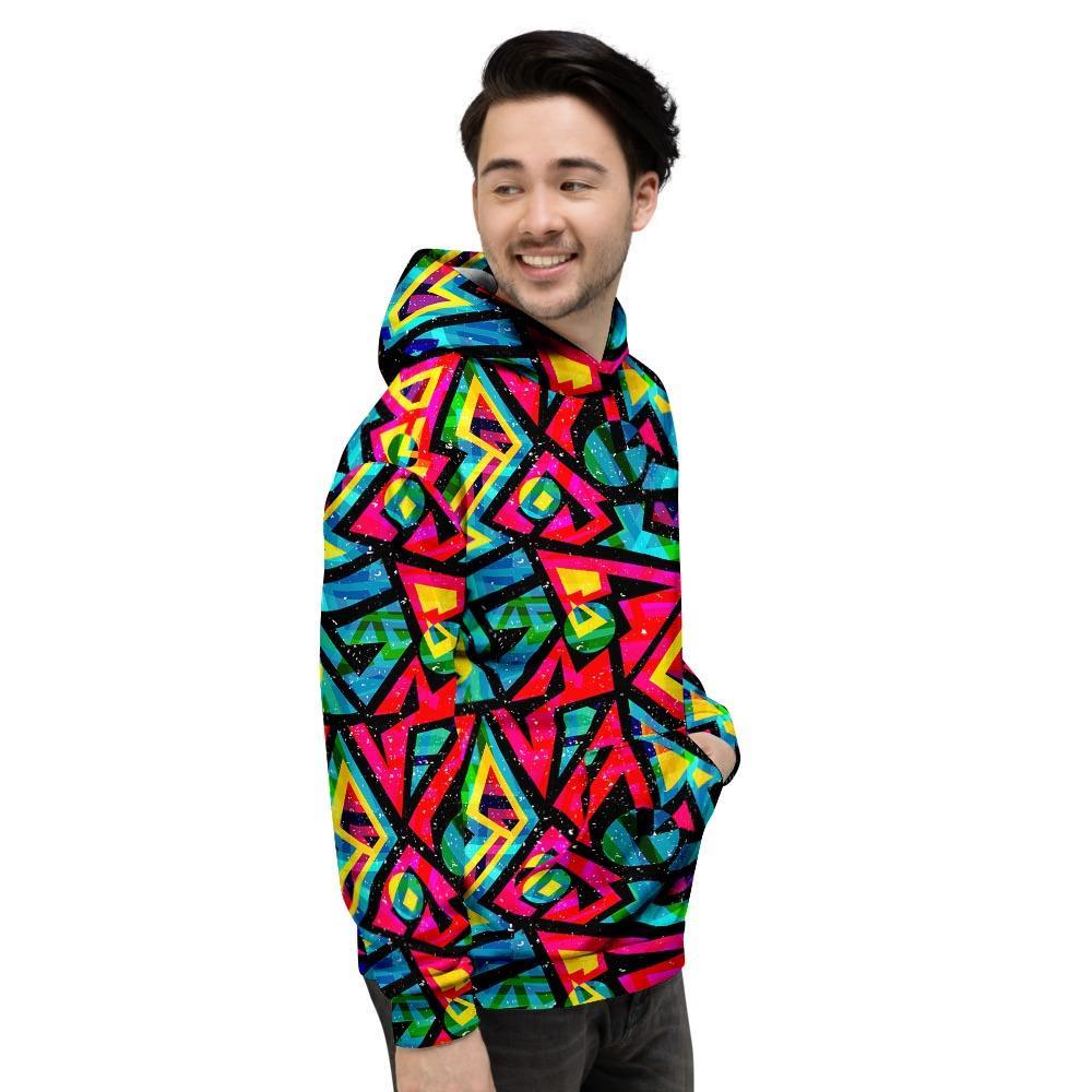 Psychedelic Geometric Print Men's Hoodie-grizzshop