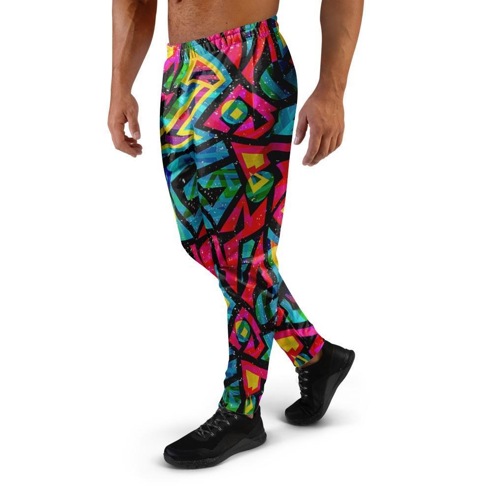 Psychedelic Geometric Print Men's Joggers-grizzshop
