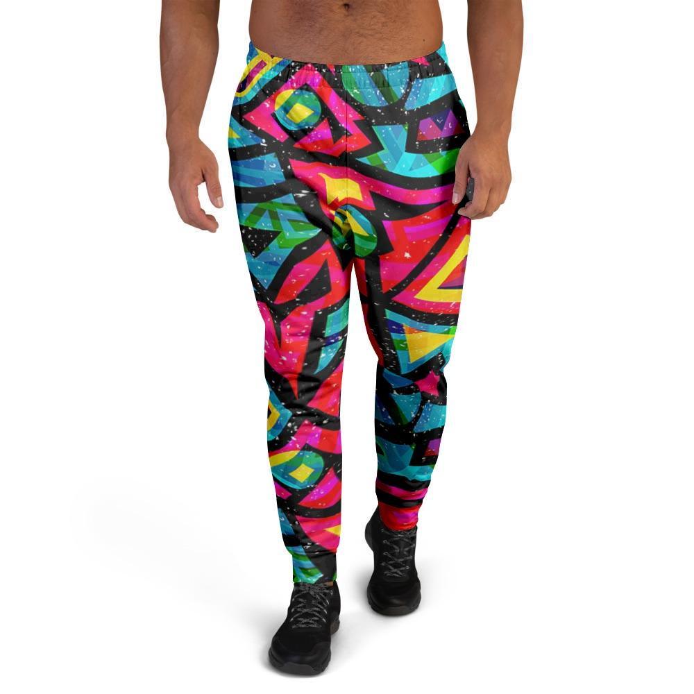 Psychedelic Geometric Print Men's Joggers-grizzshop