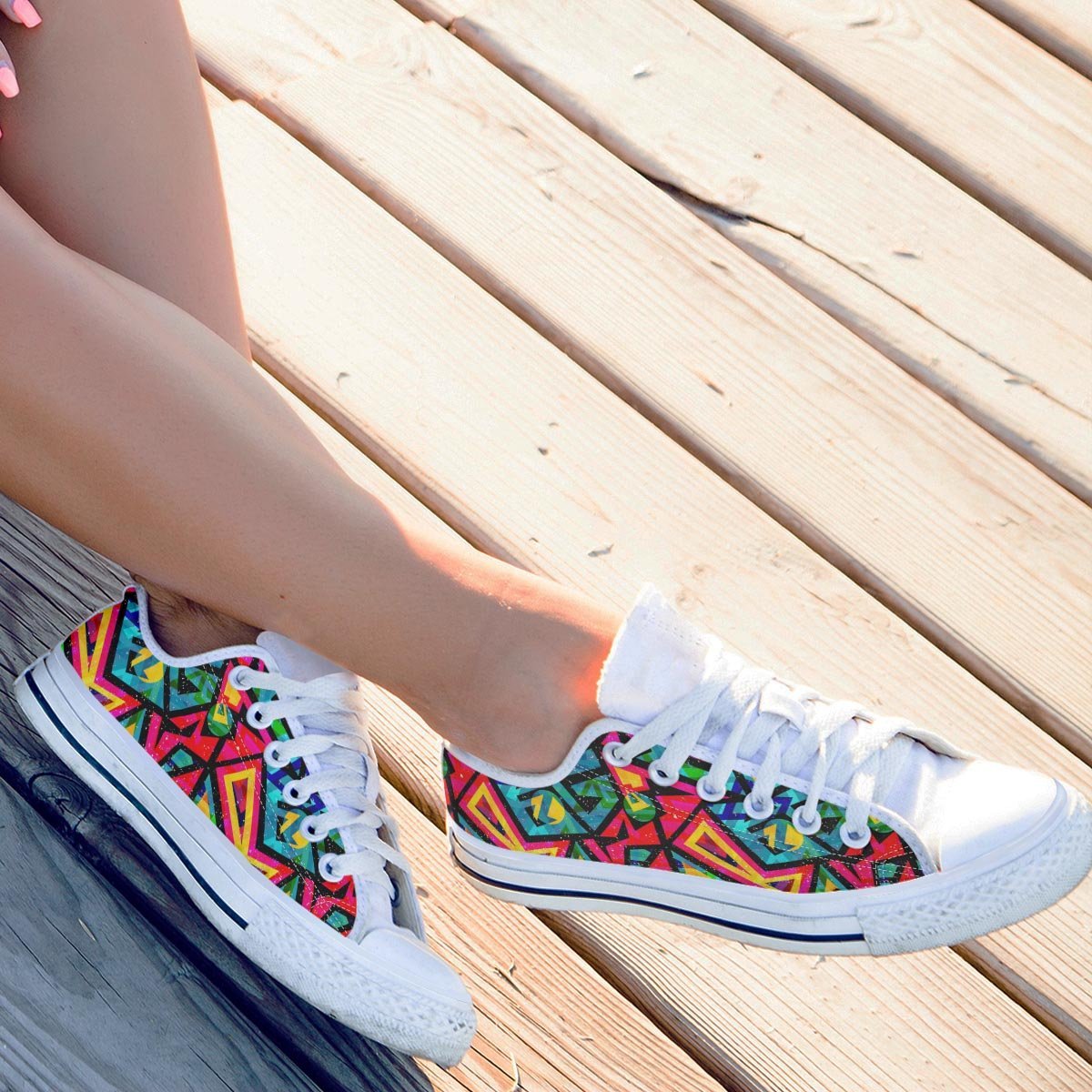 Psychedelic Geometric Print Men's Low Top Shoes-grizzshop