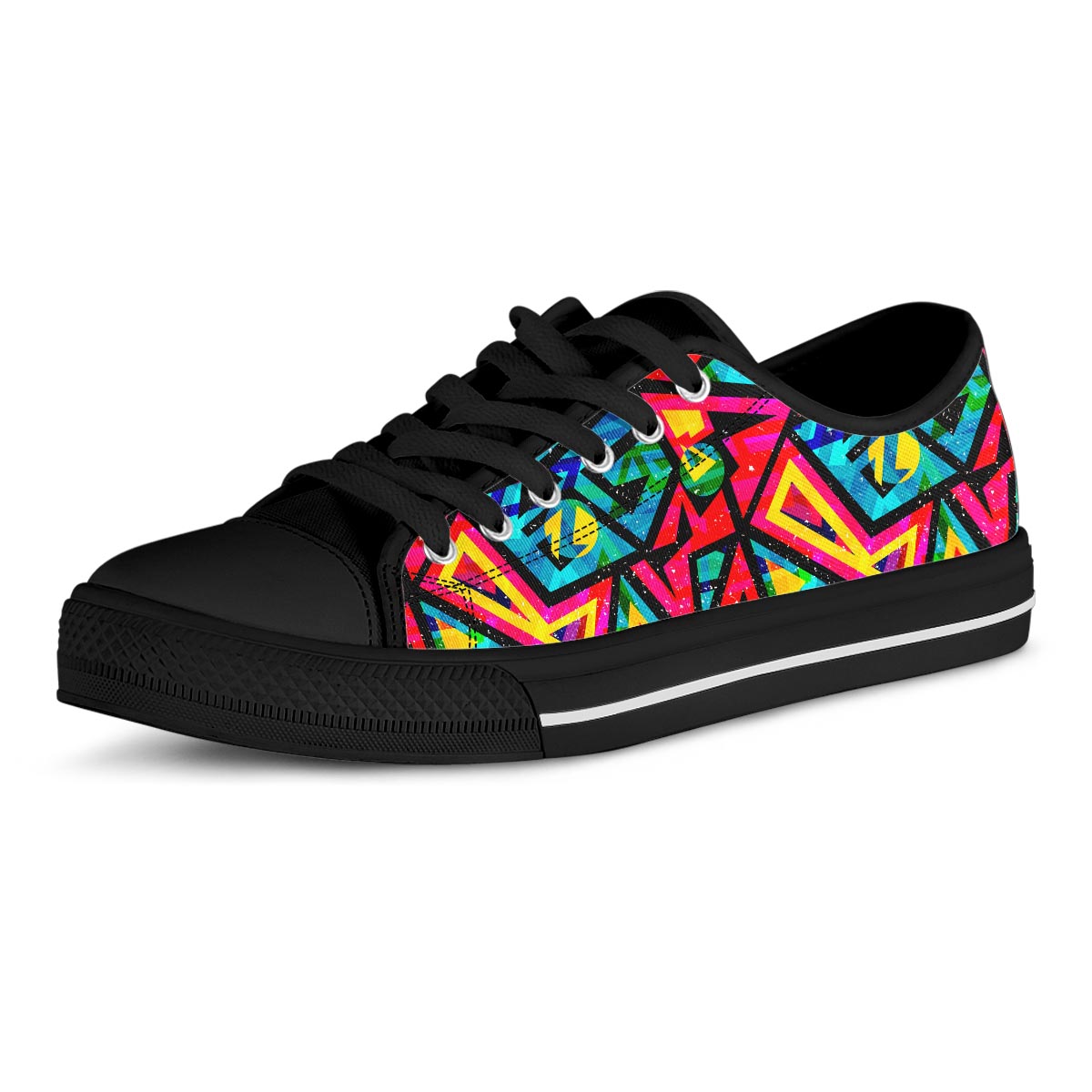 Psychedelic Geometric Print Men's Low Top Shoes-grizzshop