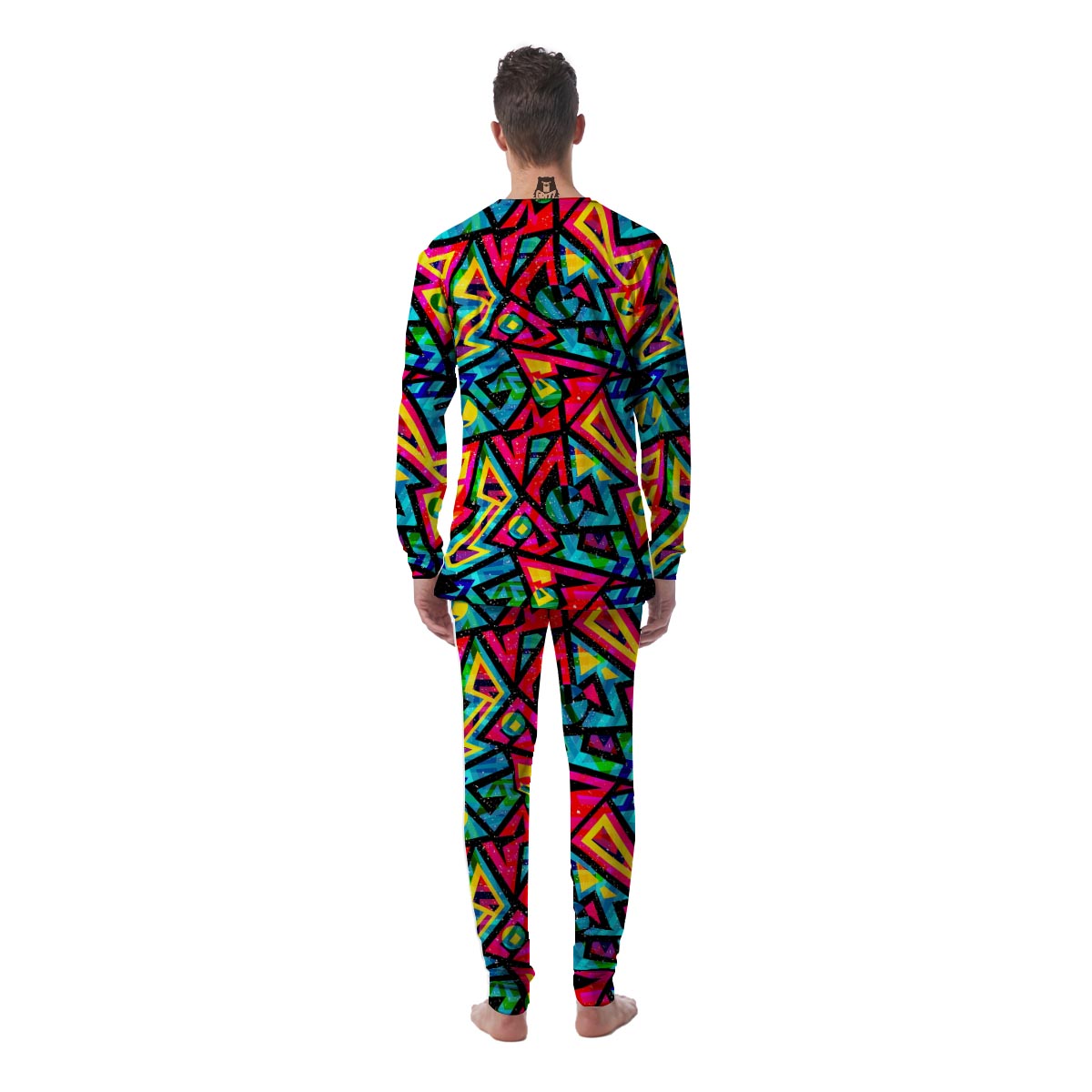 Psychedelic Geometric Print Men's Pajamas-grizzshop