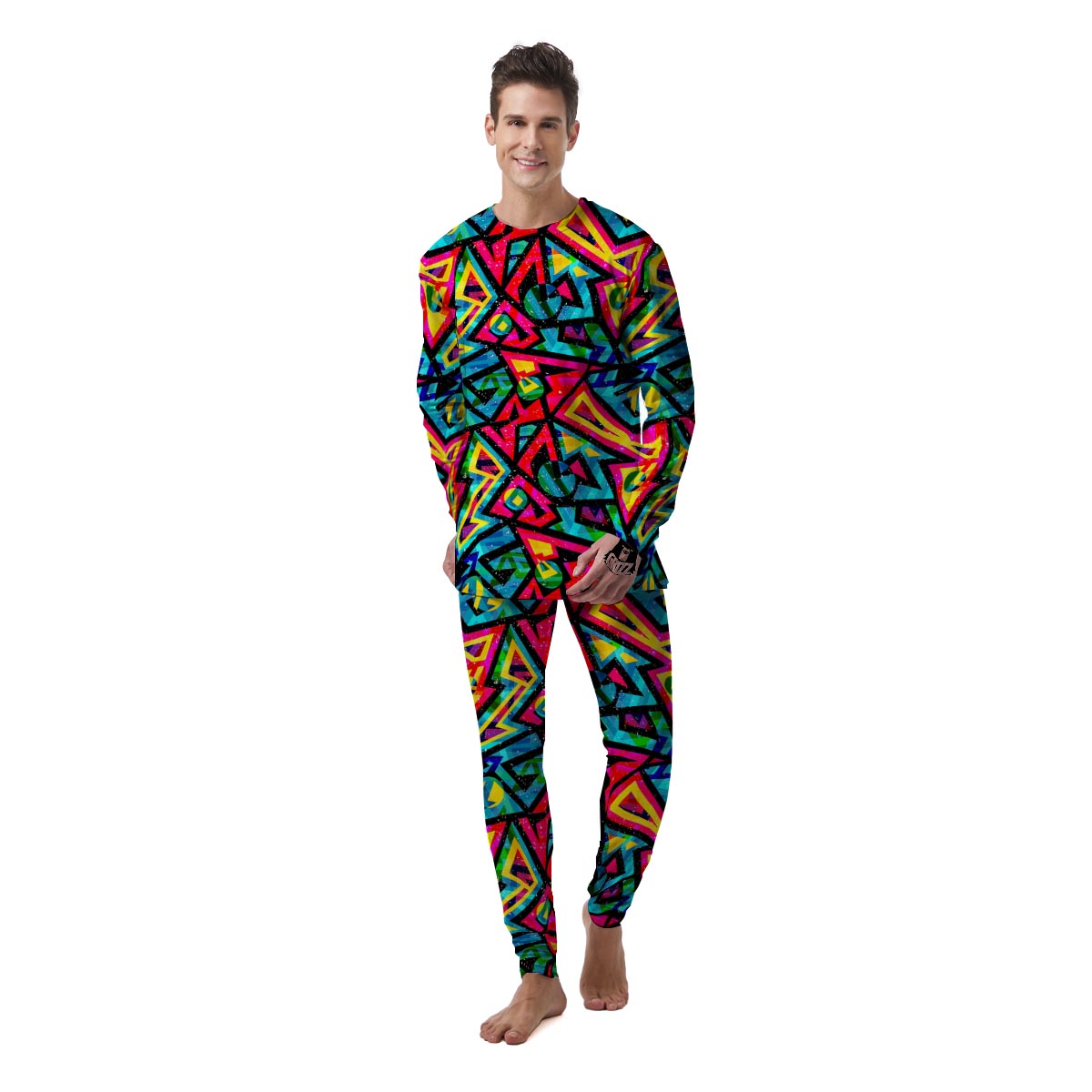 Psychedelic Geometric Print Men's Pajamas-grizzshop