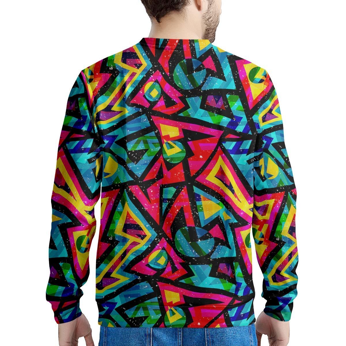 Psychedelic Geometric Print Men's Sweatshirt-grizzshop