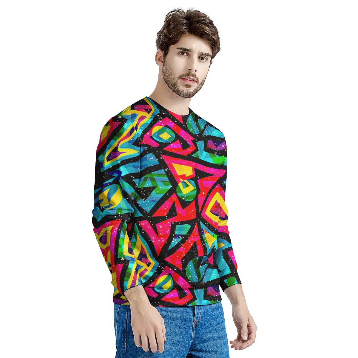 Psychedelic Geometric Print Men's Sweatshirt-grizzshop