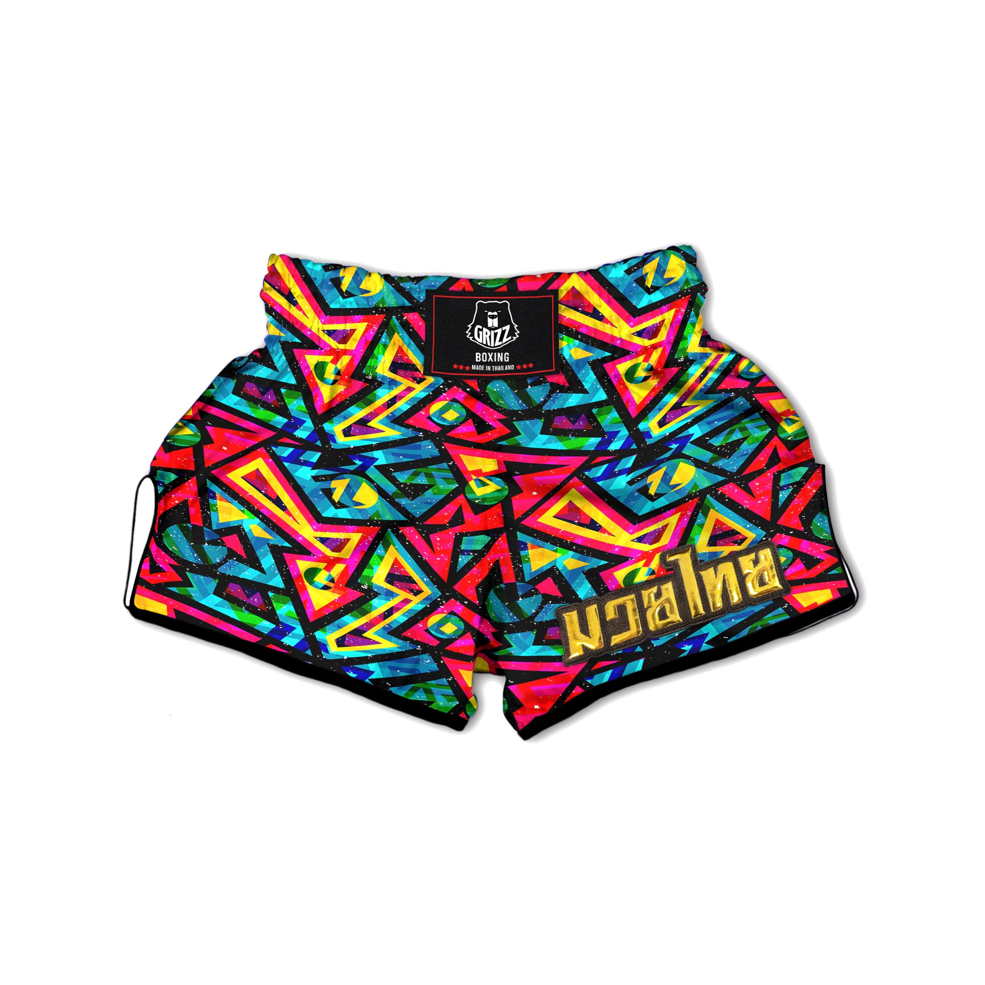 Psychedelic Geometric Print Muay Thai Boxing Shorts-grizzshop