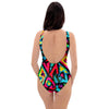 Psychedelic Geometric Print One Piece Swimsuite-grizzshop