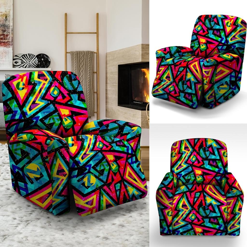 Psychedelic Geometric Print Recliner Cover-grizzshop