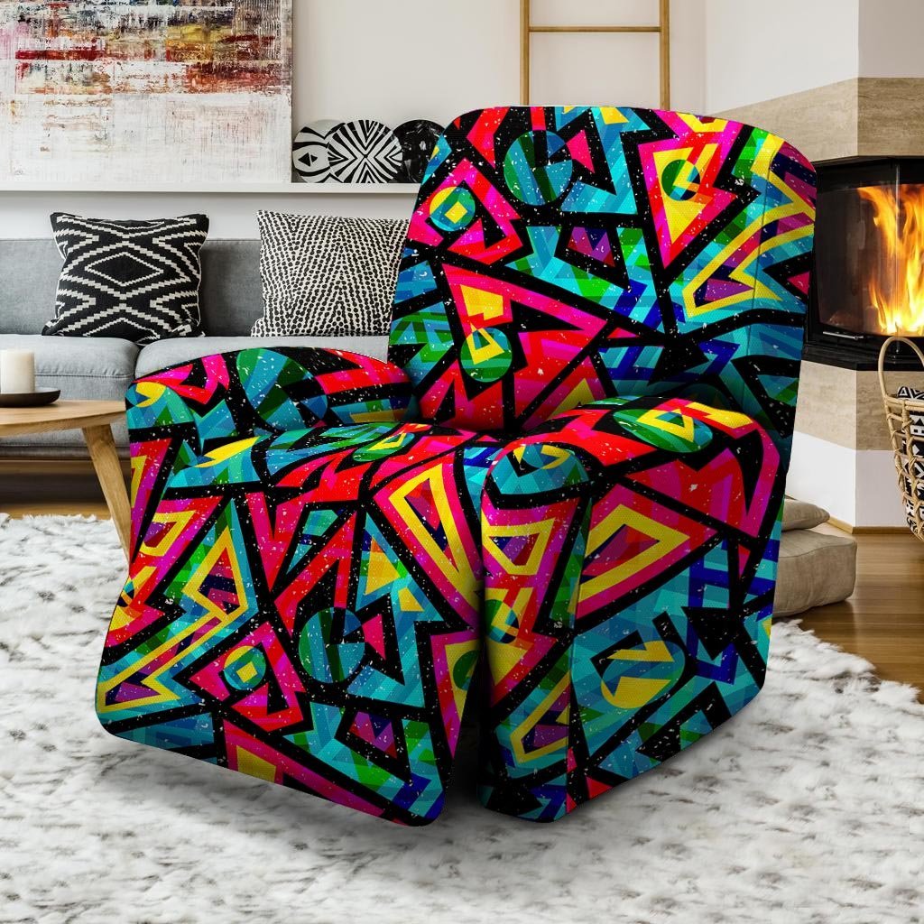 Psychedelic Geometric Print Recliner Cover-grizzshop