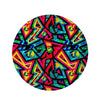 Psychedelic Geometric Print Round Rug-grizzshop