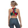 Psychedelic Geometric Print Sports Bra-grizzshop