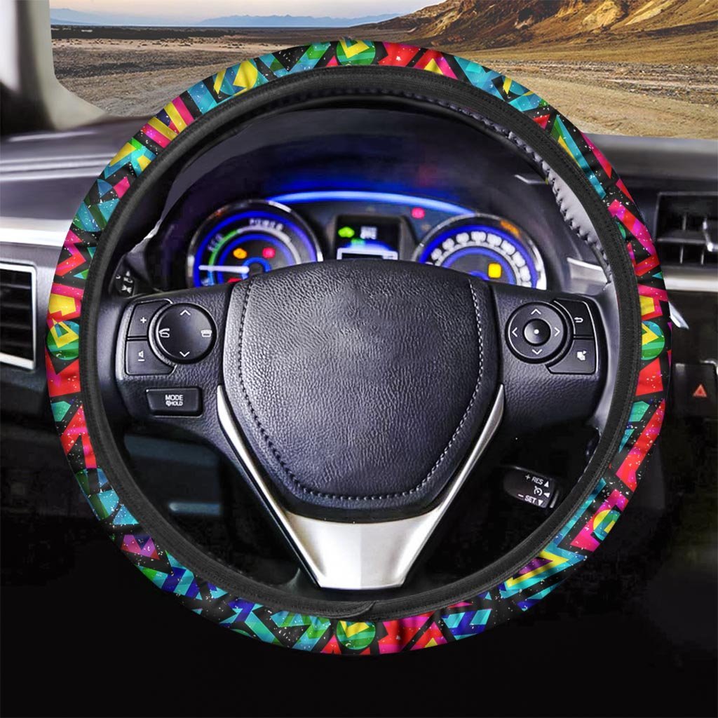 Psychedelic Geometric Print Steering Wheel Cover-grizzshop