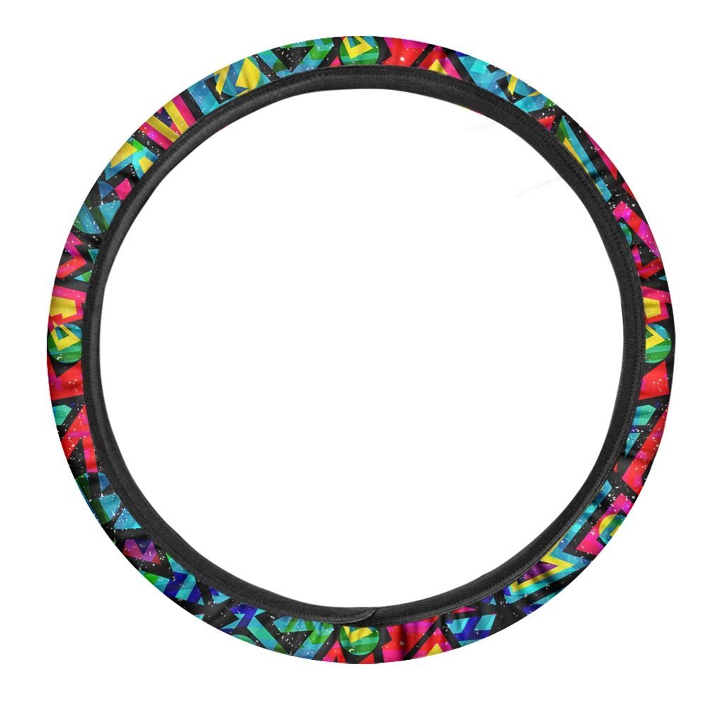 Psychedelic Geometric Print Steering Wheel Cover-grizzshop