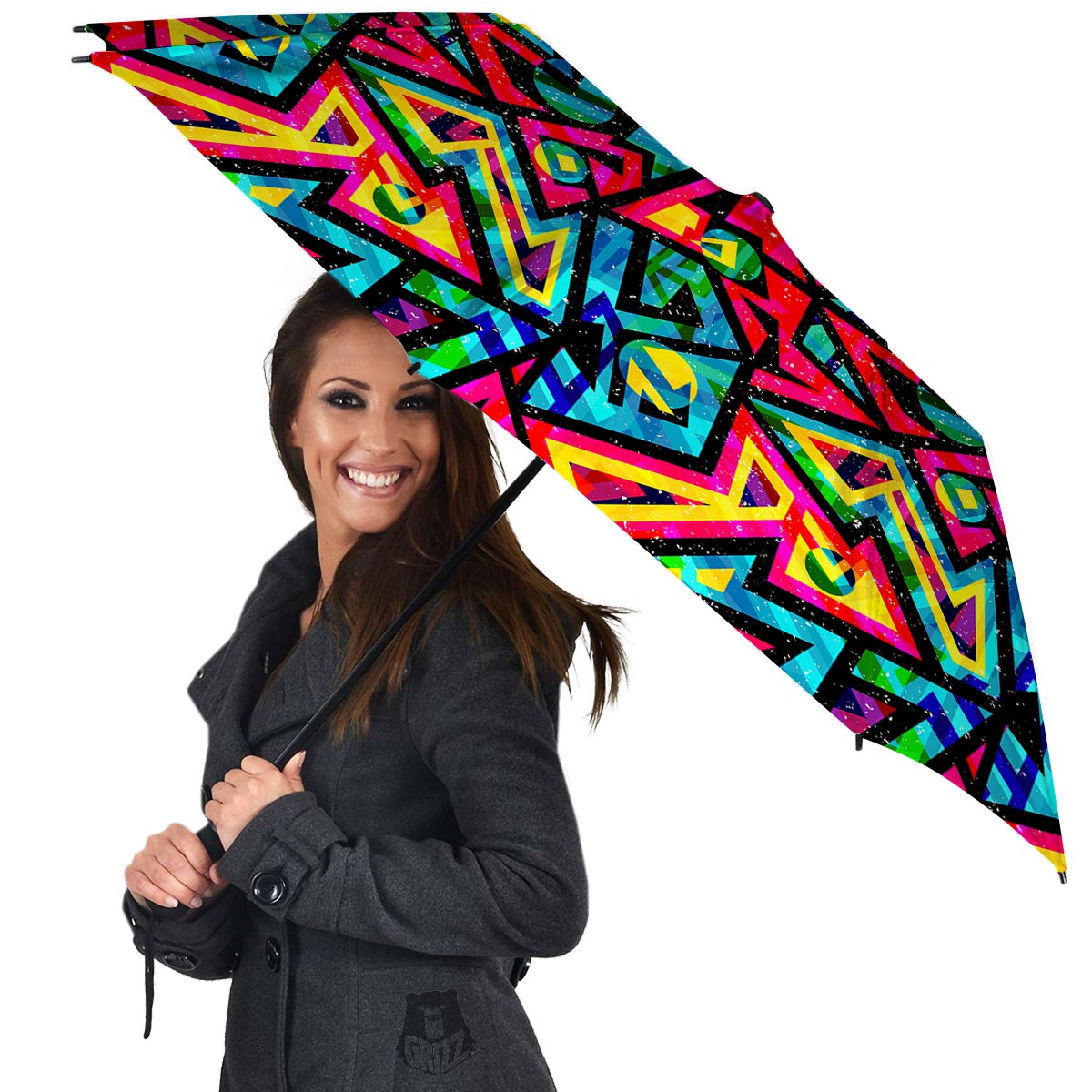 Psychedelic Geometric Print Umbrella-grizzshop