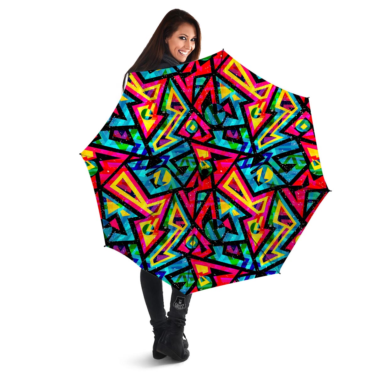 Psychedelic Geometric Print Umbrella-grizzshop