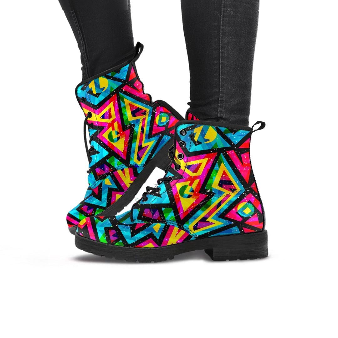 Psychedelic Geometric Print Women's Boots-grizzshop