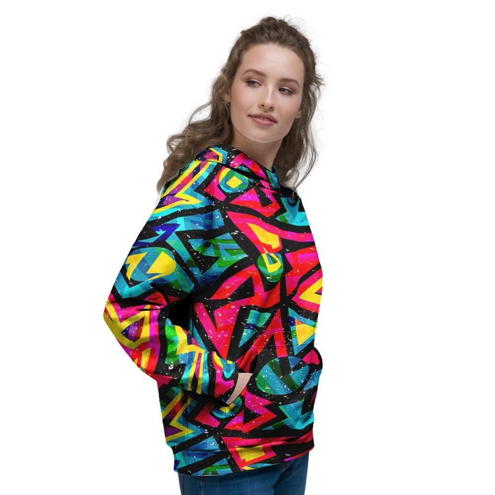 Psychedelic Geometric Print Women's Hoodie-grizzshop