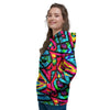 Psychedelic Geometric Print Women's Hoodie-grizzshop