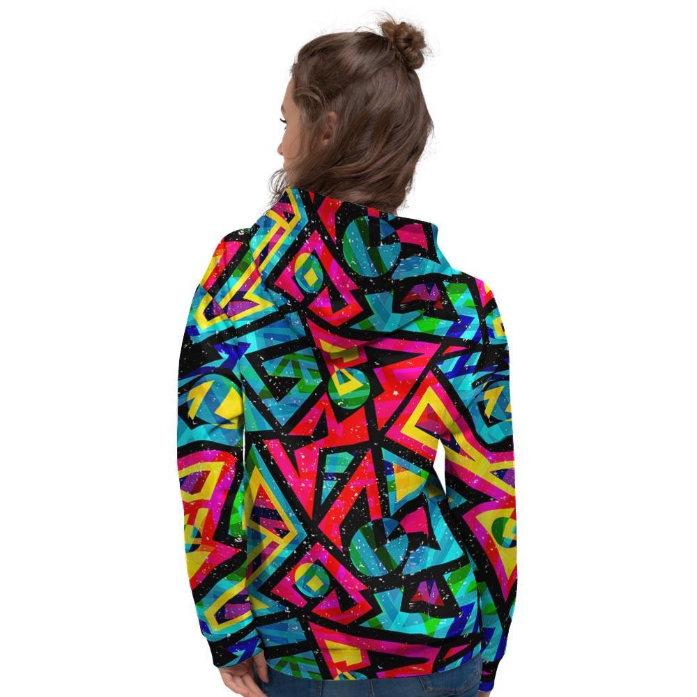 Psychedelic Geometric Print Women's Hoodie-grizzshop