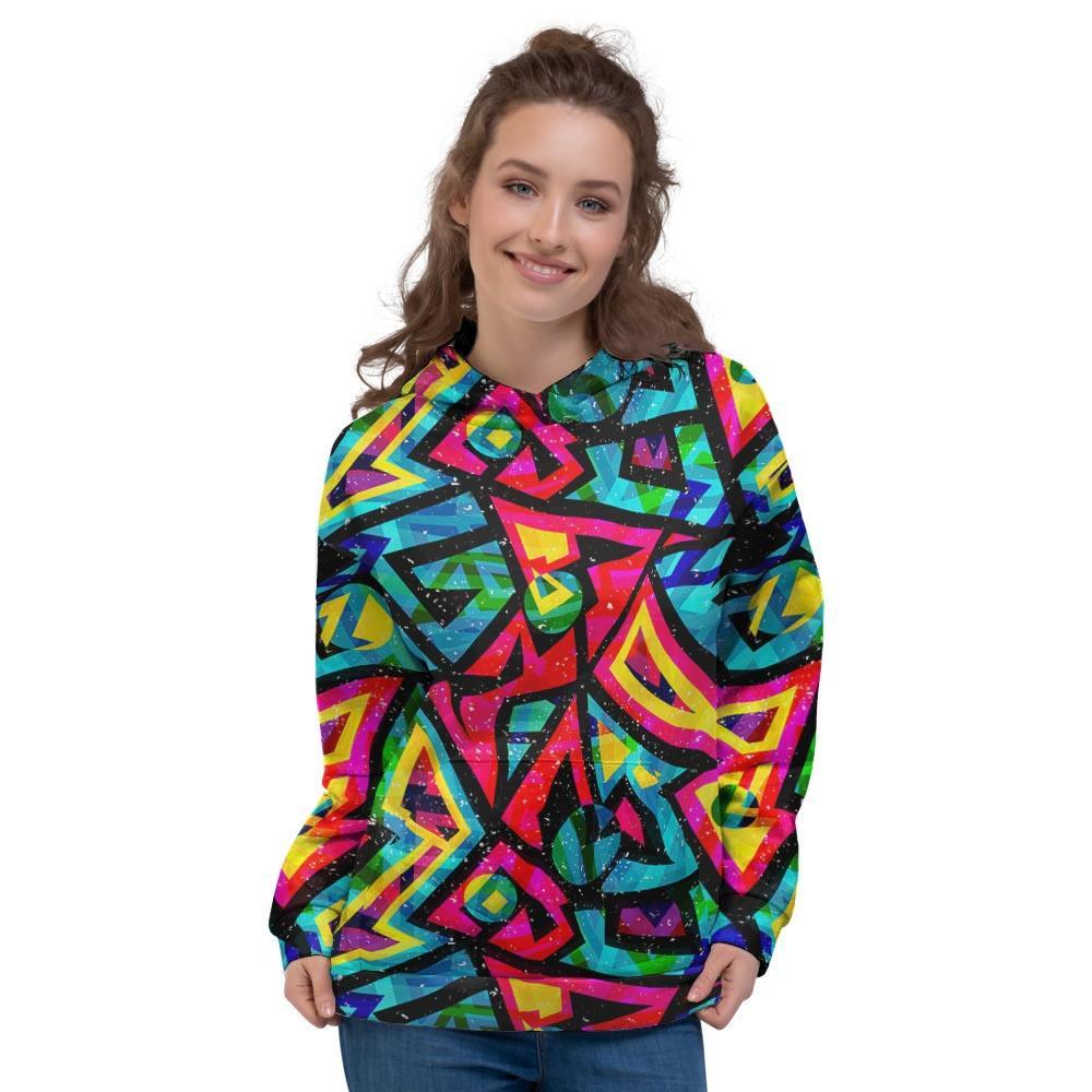 Psychedelic Geometric Print Women's Hoodie-grizzshop