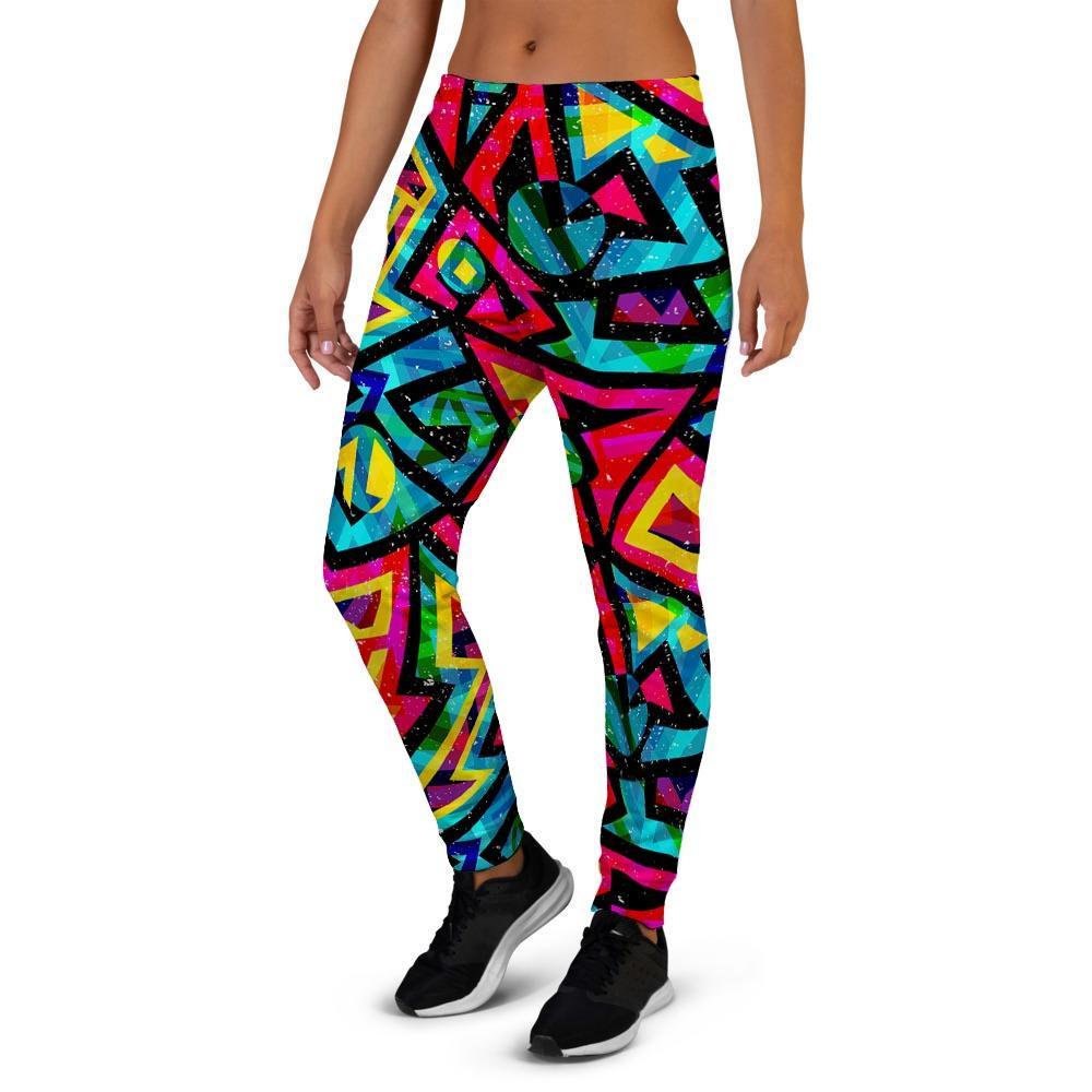 Psychedelic Geometric Print Women's Joggers-grizzshop