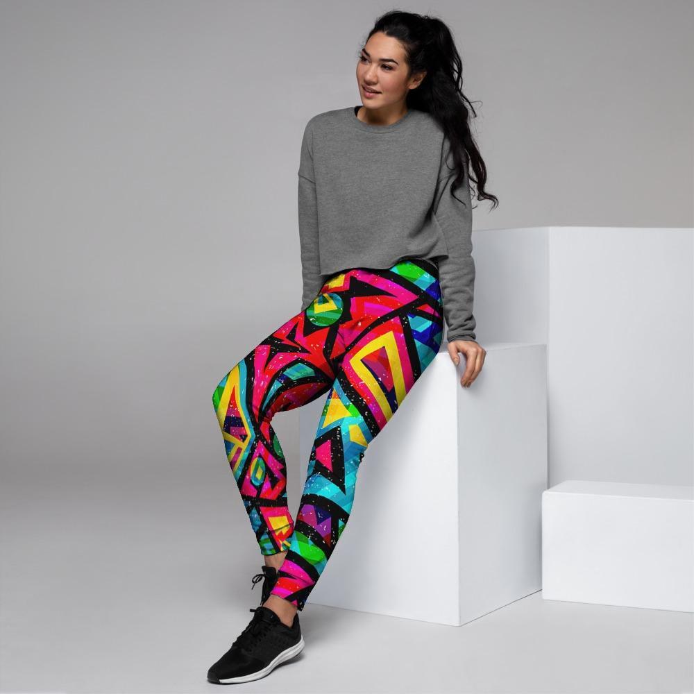 Psychedelic Geometric Print Women's Joggers-grizzshop