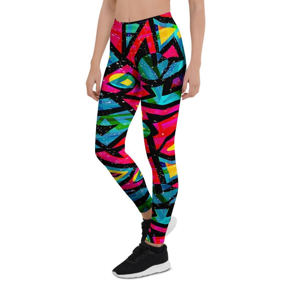 Psychedelic Geometric Print Women's Leggings-grizzshop