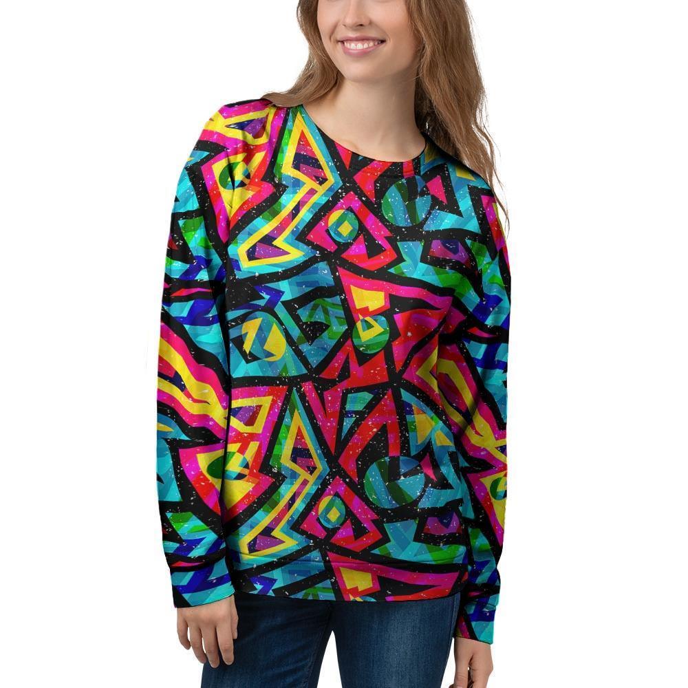 Psychedelic Geometric Print Women's Sweatshirt-grizzshop