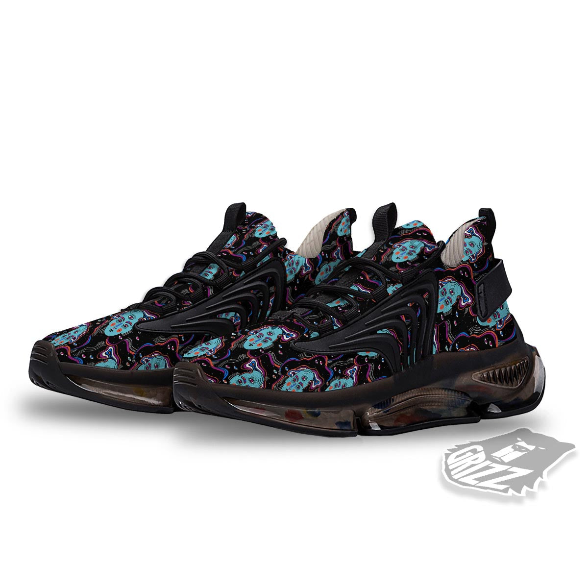 Psychedelic Hippie Retro Print Pattern Black Gym Shoes-grizzshop