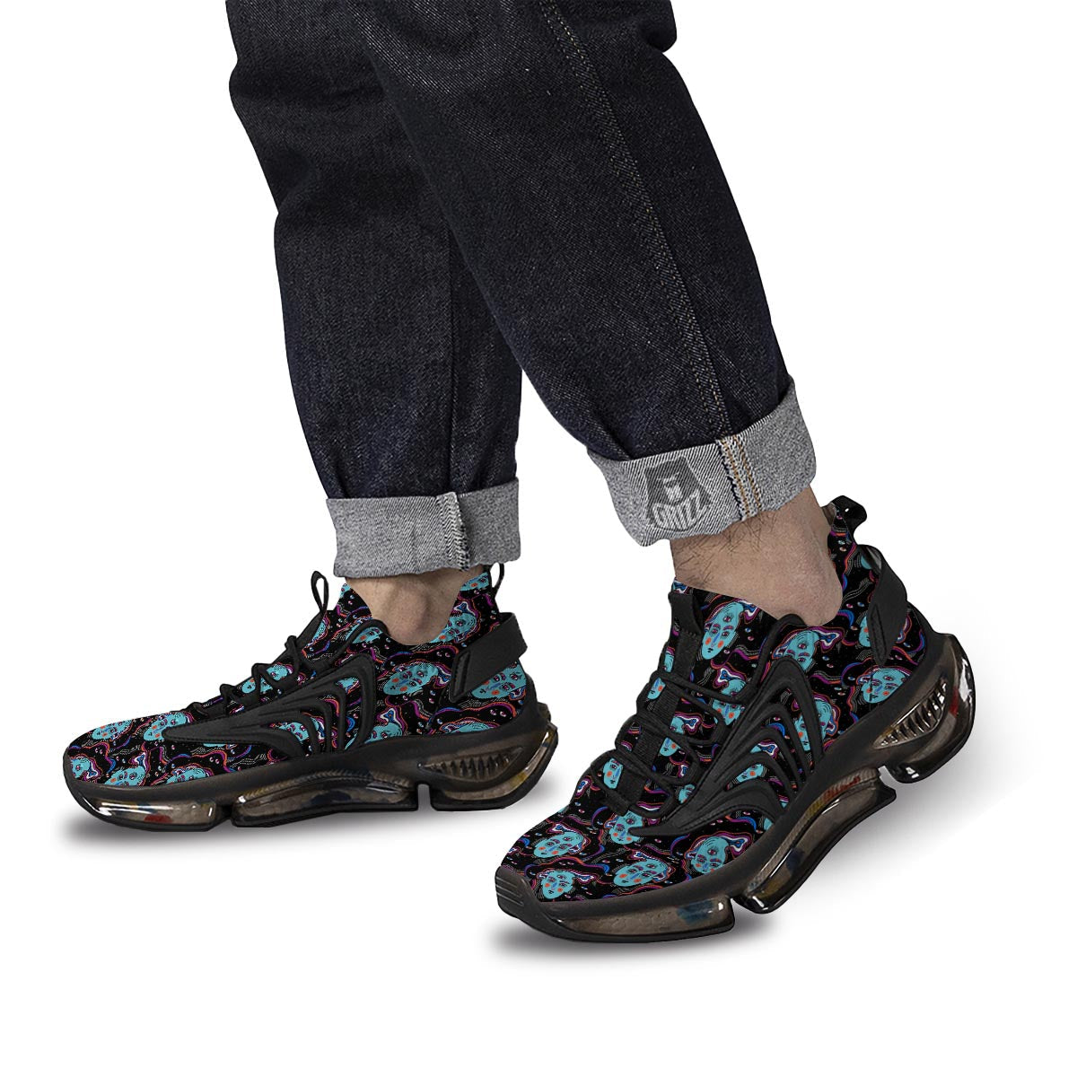 Psychedelic Hippie Retro Print Pattern Black Gym Shoes-grizzshop